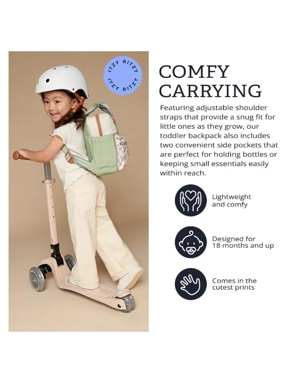 Toddler Backpack Daycare Bag Spacious Wipeable Interior Cotton Adjustable